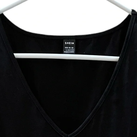 SHEIN maternity dress black top floral stretches comfortably for pregnancy Large - Picture 6 of 6